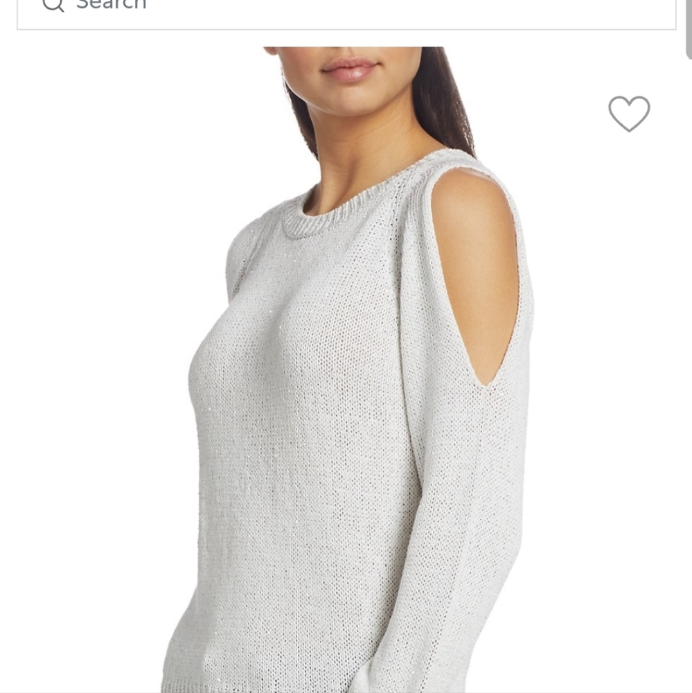 Sequin cold shoulder long sleeve sweater